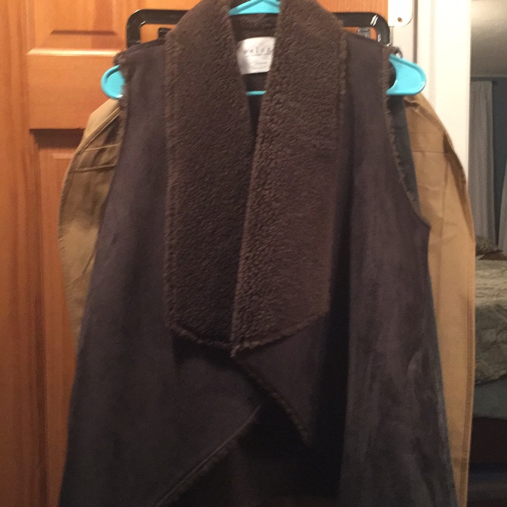 Velvet faux suede/ shearling vest.